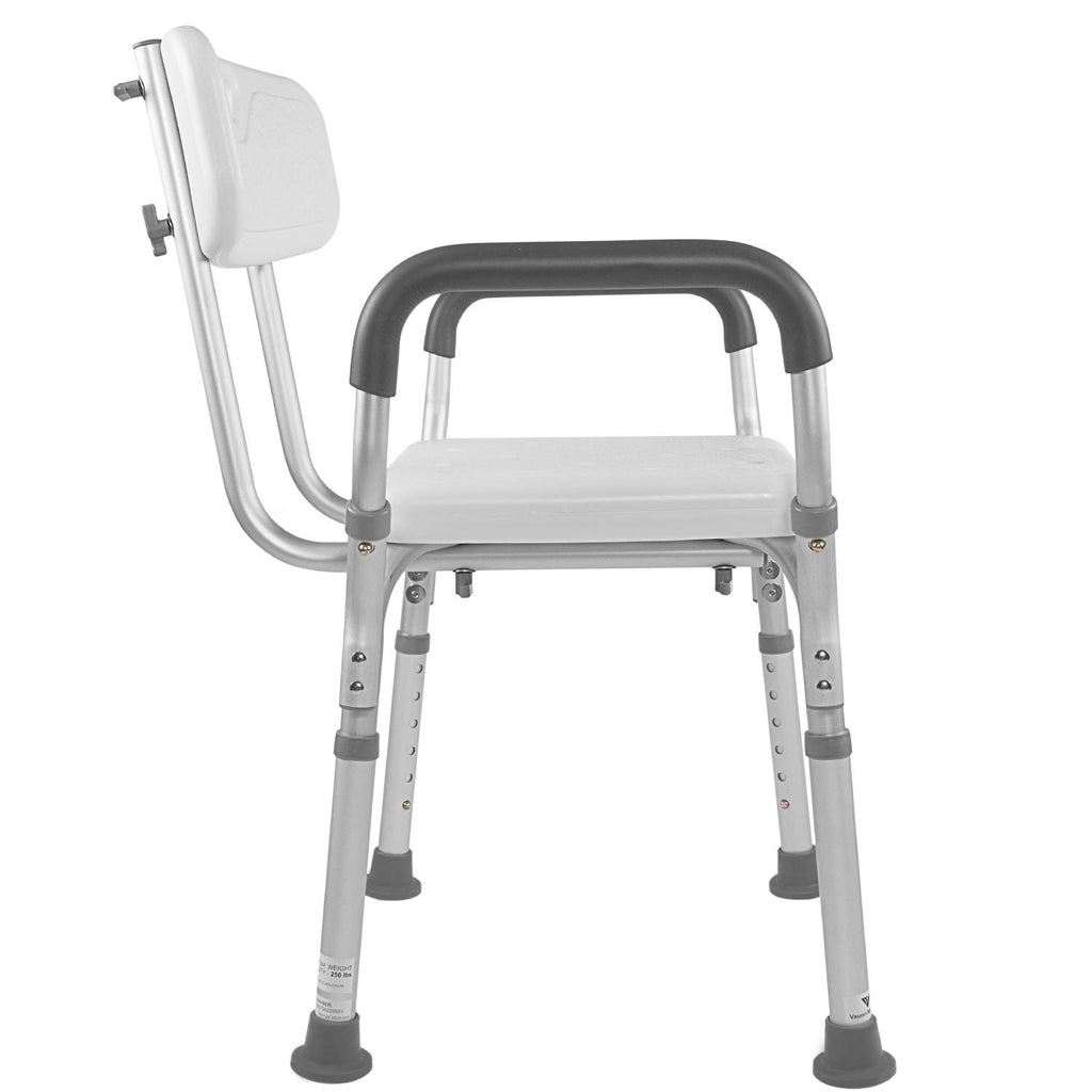 Vaunn Medical Tool-Free Assembly Adjustable Spa Bathtub Shower Lift Chair  Seat Bench with Back and Arms