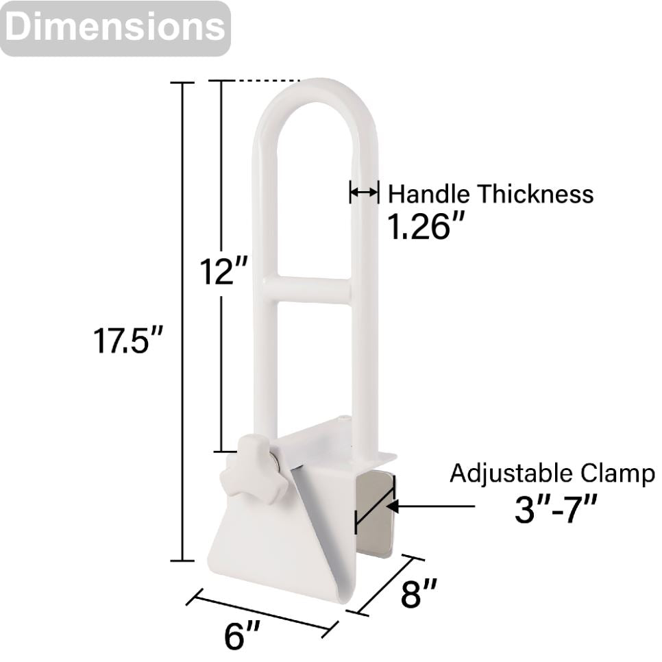 Bathtub Safety Rail - Clamp On Grab Bar - FREE Shipping