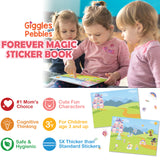 Giggles &amp; Pebbles Educational Magic Sticker Pad Book for Kids, Toddlers and Girls - Reusable, Washable and Non-Adhesive Stickers with Magic Kingdom, Tea Party and Pet Resort (Medium)