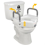 Vaunn Medical Elevated Raised Toilet Seat & Commode Riser With Removable Handles and Locking Mechanism